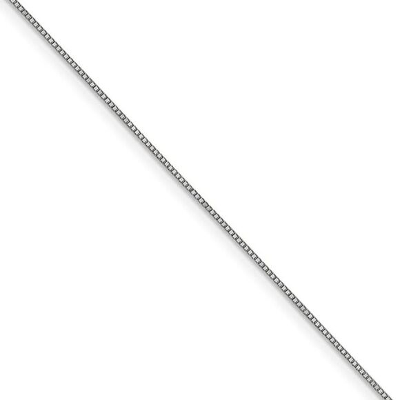 0.7mm 10k White Gold Box Chain Necklace 20 Inch